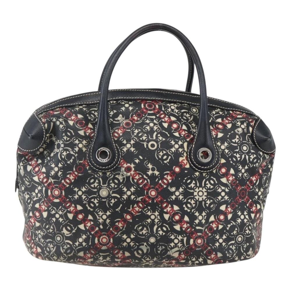 Chanel Vinyl Canvas Coco Travel Boston Bag Black
